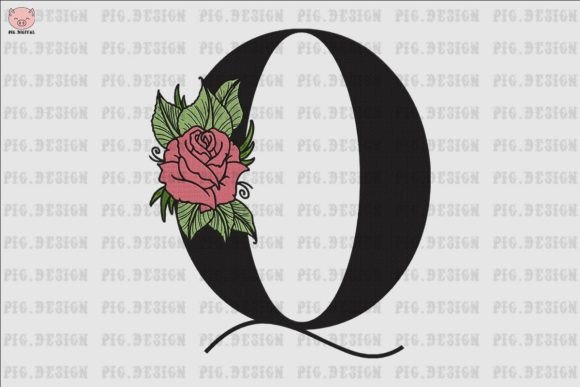 Flower Rose Font Q: Elegant Embroidery for Meaningful Gifts
