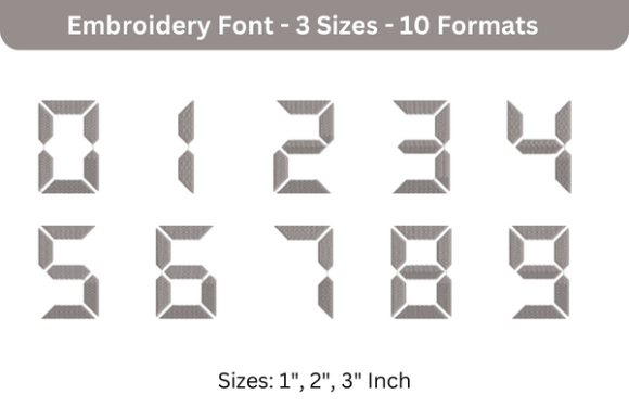 LCD Font 0 to 9: Clean, Crisp Digit Embroidery for Boutique Apparel
