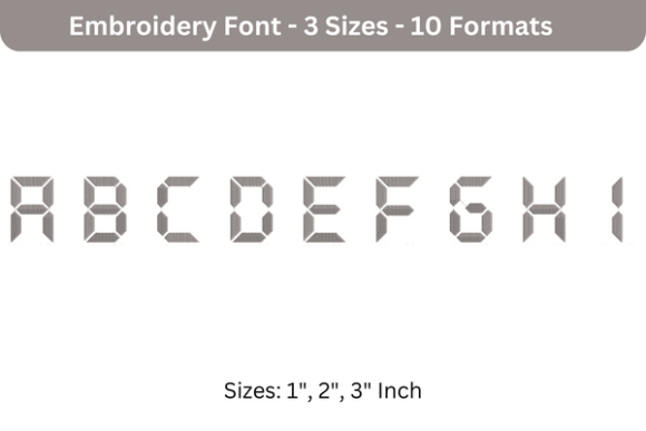 LCD Font a to I: A Clean, Modern Embroidery Font for Small-Batch Sellers