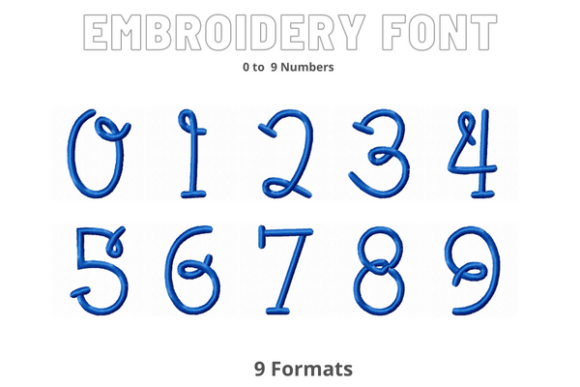 Numbers 0 to 9 Embroidery Font